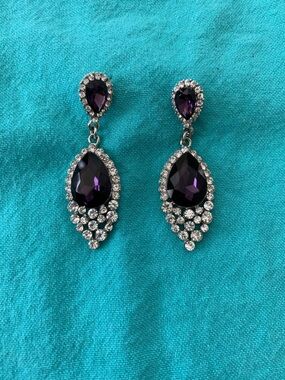 Purple crystal dangle earrings